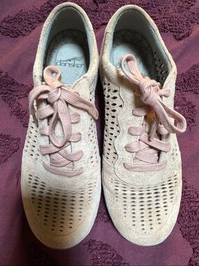 Dansko Blush Pink Perforated Suede Lace-Up Sneakers